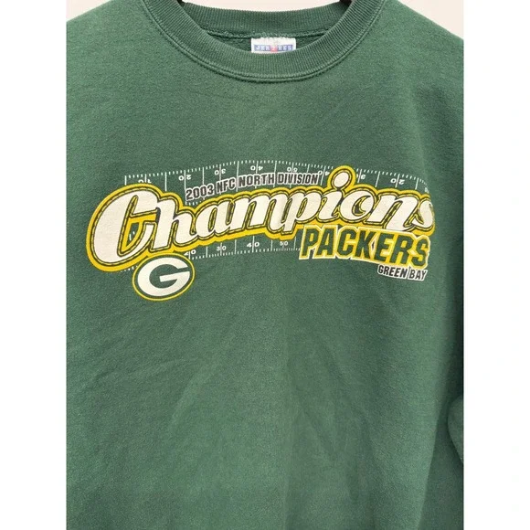 Vintage Jerzees GreenBay Packers Sweatshirt Green Size L - Picture 3 of 7
